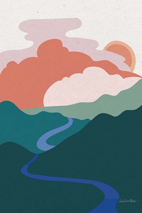 Framed Hills and Valleys I Light v2 Print