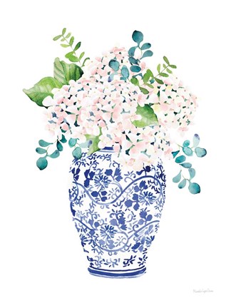 Framed Chinoiserie Hydrangea II Blush Print