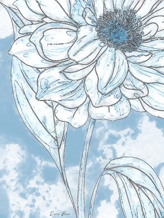 Framed Blue Floral 2 Print