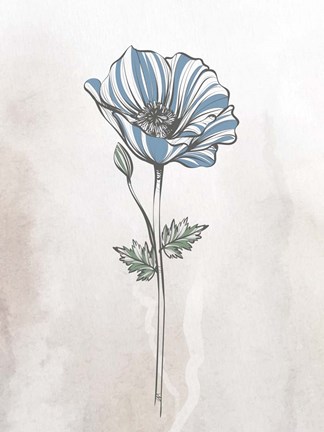 Framed Stone Floral Blues 1 Print