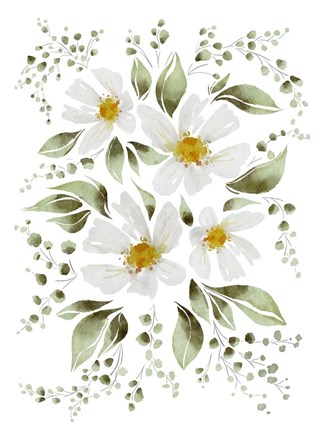 Framed White Flowers Print