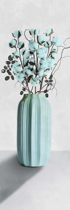 Framed Teal Cotton Bouquet 1 Print