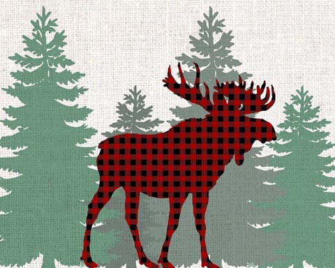 Framed Moose Plaid Print