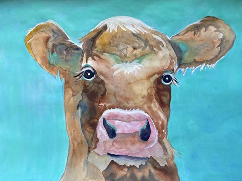 Framed Gazing Cow 1 Print