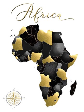 Framed Black Grey Gold Geo Print