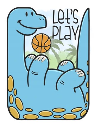 Framed Dino Playing Print