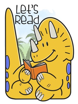 Framed Dino Reading Print