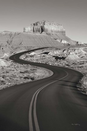 Framed Goblin Valley State Park Rd BW Print