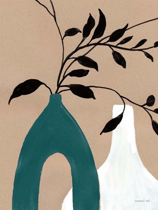 Framed Slender Stems I Blue Print