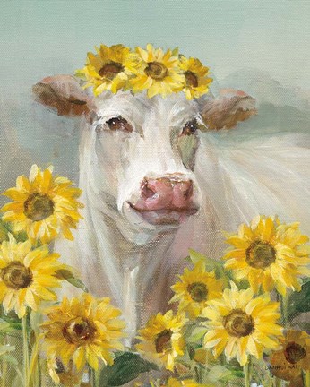 Framed Cow in a Crown II Print