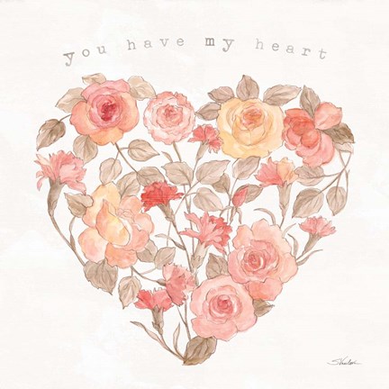 Framed Romantic Blooms VI Print