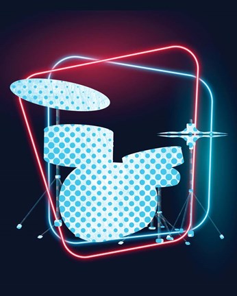 Framed Neon Music 2 Print