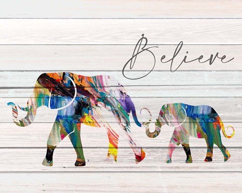 Framed Believe Elephant Print