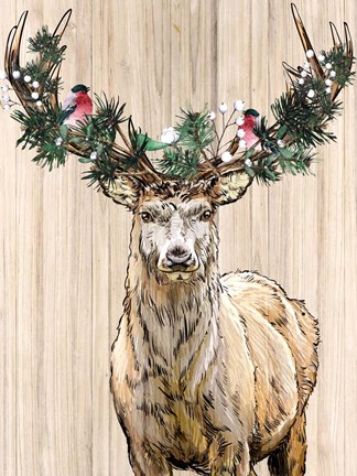 Framed Christmas Deer Print
