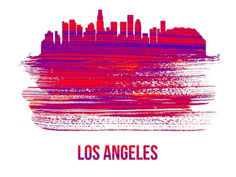 Framed Los Angeles Skyline Brush Stroke Red Print