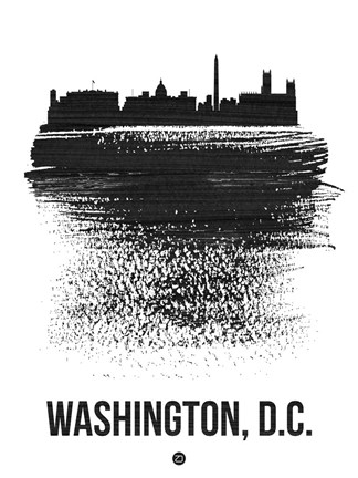 Framed Washington, D.C. Skyline Brush Stroke Black Print