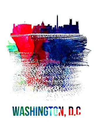 Framed Washington, D.C. Skyline Brush Stroke Watercolor Print