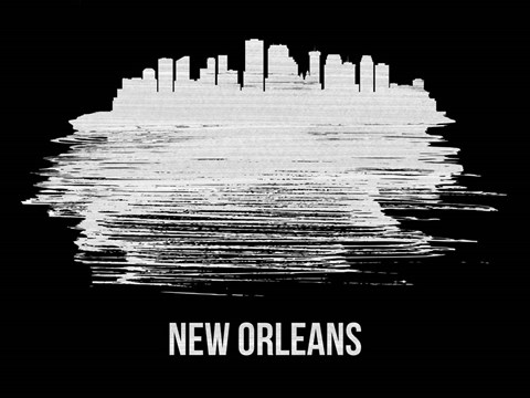 Framed New Orleans Skyline Brush Stroke White Print