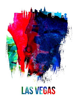 Framed Las Vegas Skyline Brush Stroke Watercolor Print