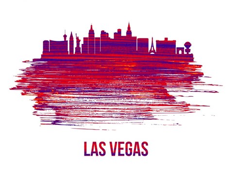 Framed Las Vegas Skyline Brush Stroke Red Print