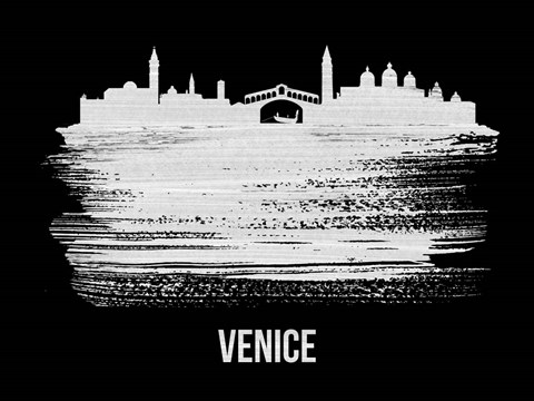 Framed Venice Skyline Brush Stroke White Print