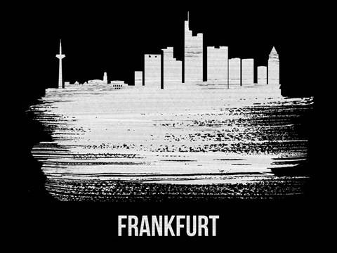 Framed Frankfurt Skyline Brush Stroke White Print