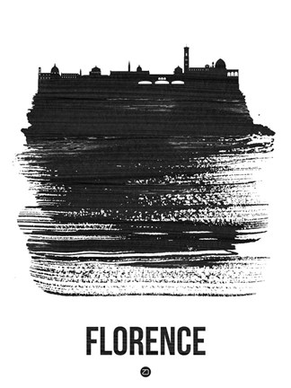 Framed Florence Skyline Brush Stroke Black Print