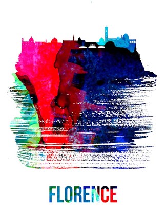 Framed Florence Skyline Brush Stroke Watercolor Print