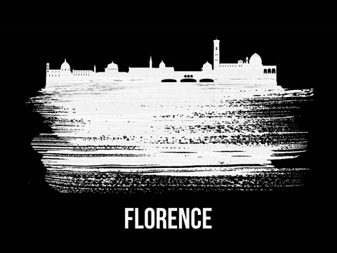 Framed Florence Skyline Brush Stroke White Print