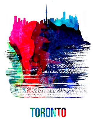 Framed Toronto Skyline Brush Stroke Watercolor Print