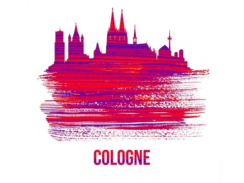 Framed Cologne Skyline Brush Stroke Red Print