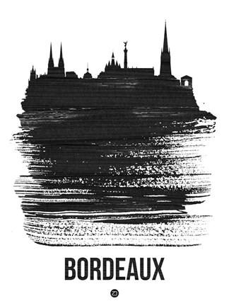 Framed Bordeaux Skyline Brush Stroke Black Print