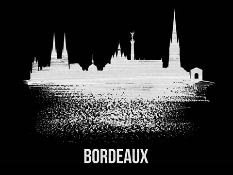 Framed Bordeaux Skyline Brush Stroke White Print