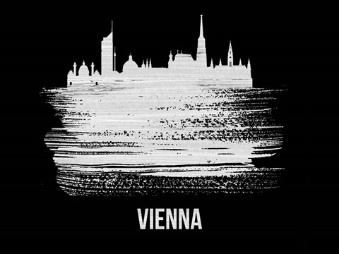 Framed Vienna Skyline Brush Stroke White Print