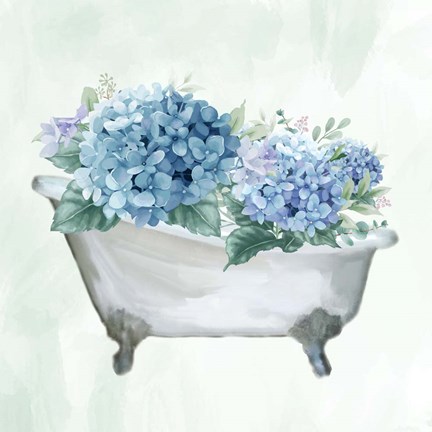 Framed Hydrangea Bath 1 Print