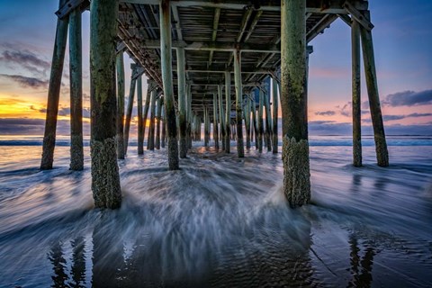 Framed Under The Pier at Dawn Print