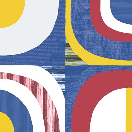 Framed Quarter Circle Abstract Sq IV Bright Primary Print