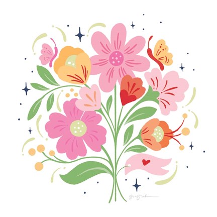 Framed Bold Bright Bouquet I Print