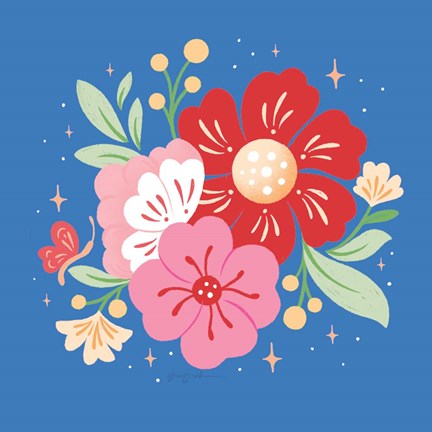 Framed Floral Bouquet I Bright Print