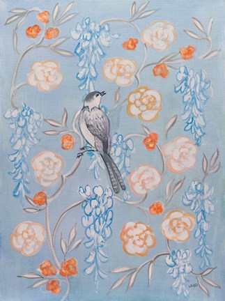 Framed Heirloom Chinoiserie Bird I Print