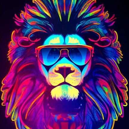 Framed Sunglasses Lion Cool Print