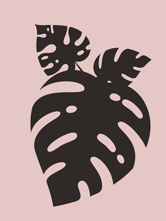 Framed Blush Pink Monstera Leaves Print