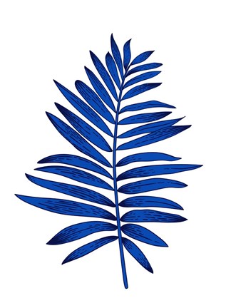 Framed Blue Leaf Branch Print