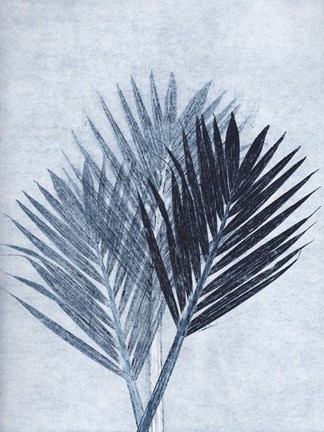 Framed Palm 4 Blue Print