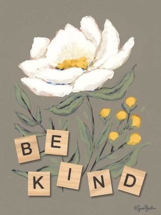 Framed Happy Flower Be Kind Print