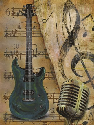 Framed Guitar II Print