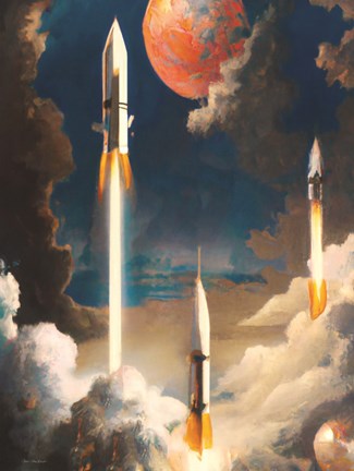 Framed Rockets in the Sky Print