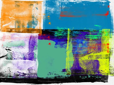 Framed Abstract Blue and Orange Print