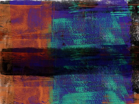 Framed Abstract Green and Orange Print