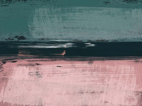 Framed Abstract Dark Green and Light Red Print